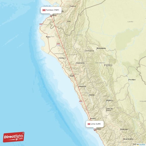 Lima - Tumbes direct flight map
