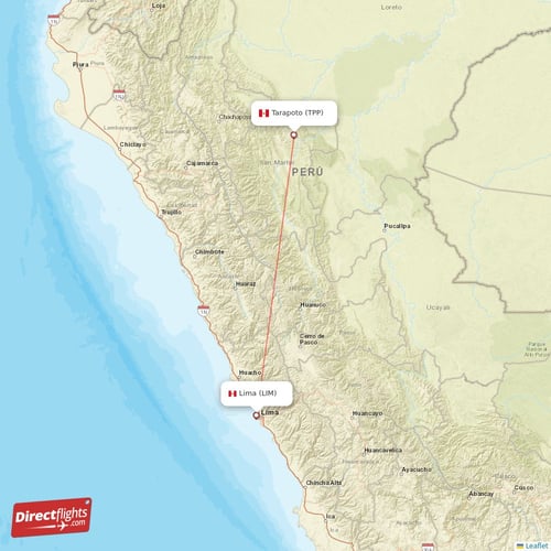 Lima - Tarapoto direct flight map