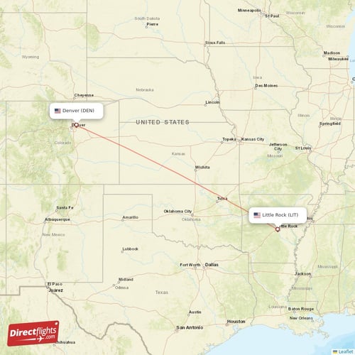 Little Rock - Denver direct flight map