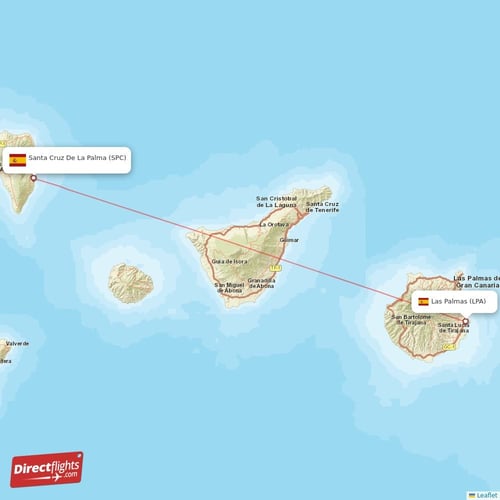 Las Palmas - Santa Cruz De La Palma direct flight map
