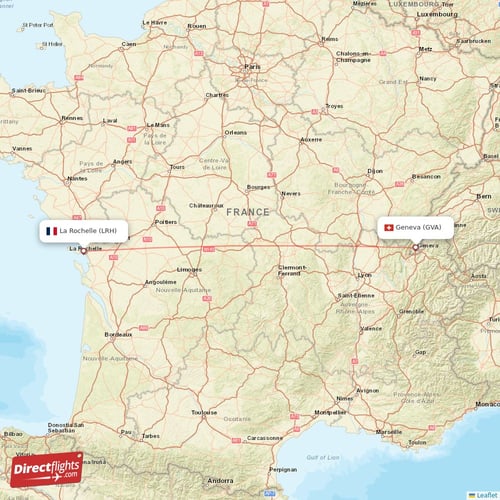 La Rochelle - Geneva direct flight map