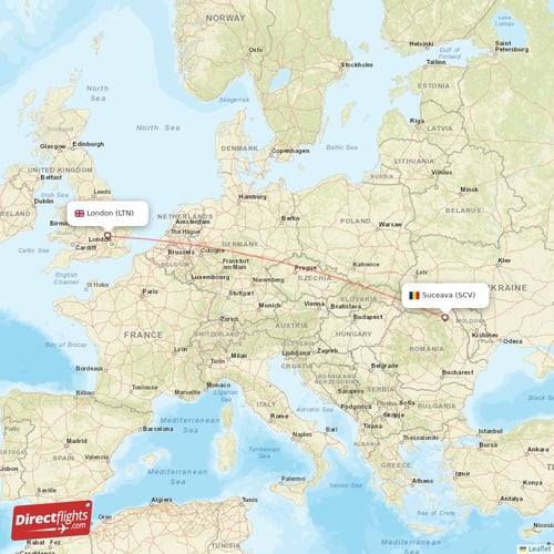 London - Suceava direct flight map