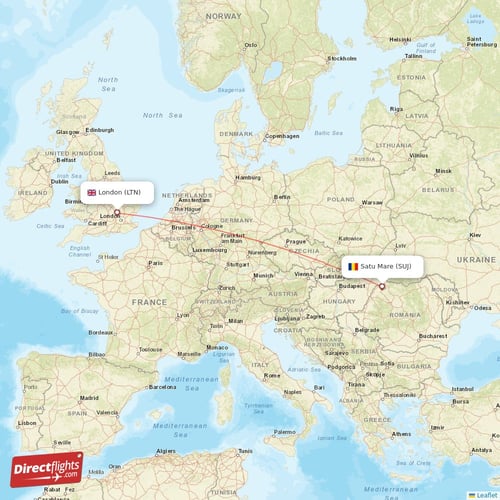 London - Satu Mare direct flight map