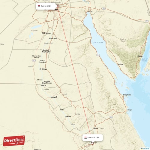 Luxor - Cairo direct flight map