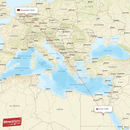 Luxor - Dusseldorf direct flight map