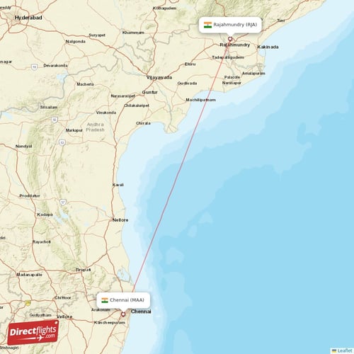 Chennai - Rajahmundry direct flight map