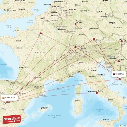 Direct flights from Madrid to Split, MAD to SPU non-stop ...