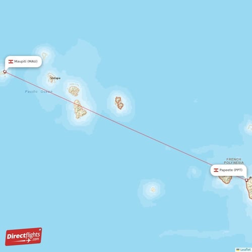 Maupiti - Papeete direct flight map