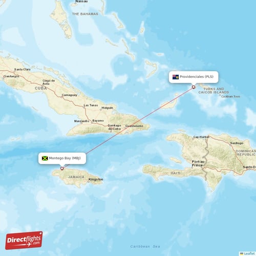Montego Bay - Providenciales direct flight map
