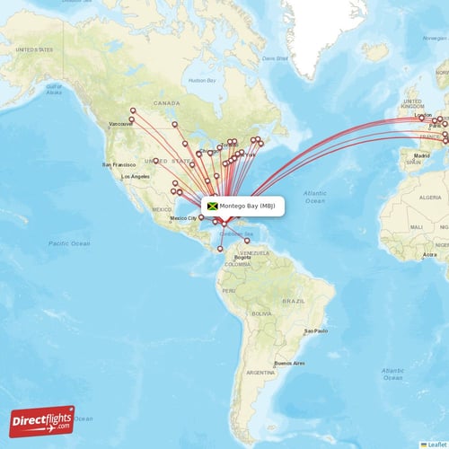 MBJ routes and destination map