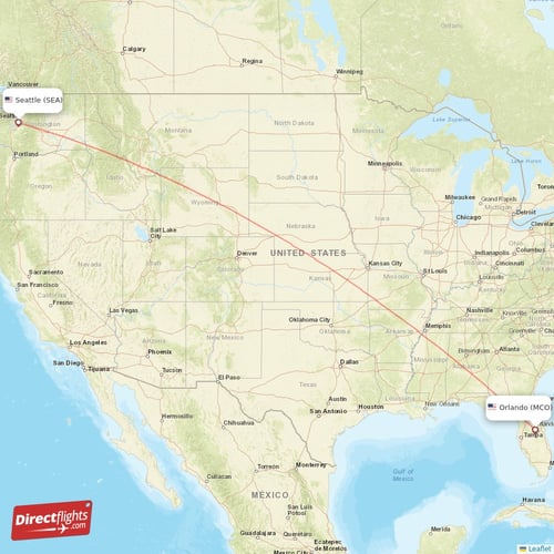 Orlando - Seattle direct flight map