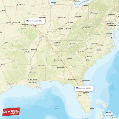 Orlando - Saint Louis direct flight map