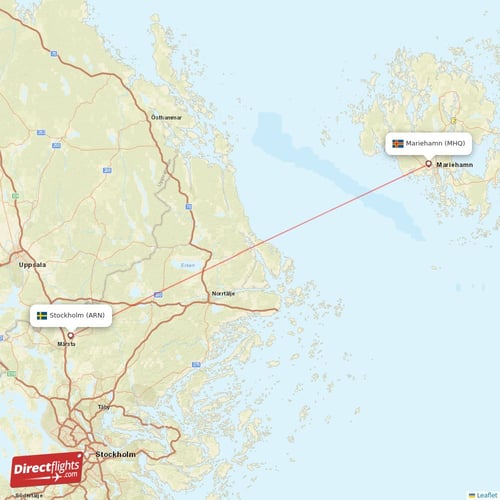 Mariehamn - Stockholm direct flight map