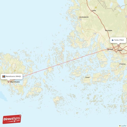 Mariehamn - Turku direct flight map