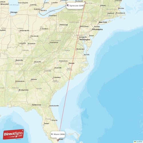 Miami - Syracuse direct flight map