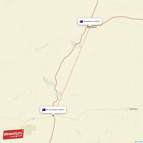 Meekatharra - Mount Magnet direct flight map