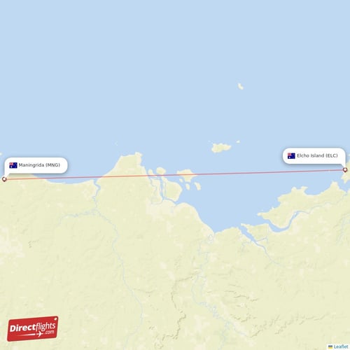 Maningrida - Elcho Island direct flight map