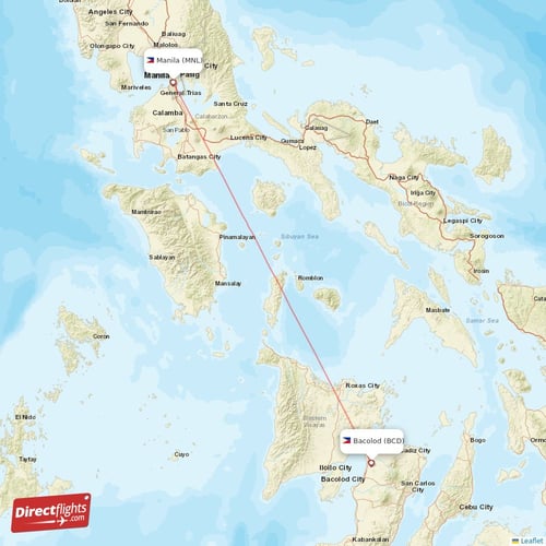 Manila - Bacolod direct flight map