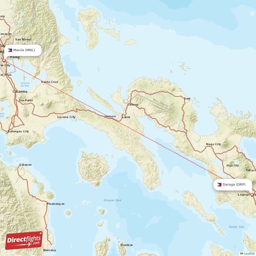Manila - Daraga direct flight map
