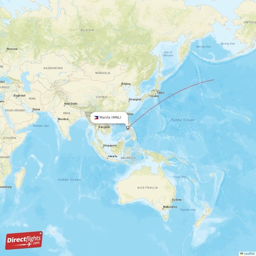 Manila - Los Angeles direct flight map
