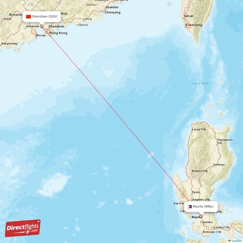 Manila - Shenzhen direct flight map