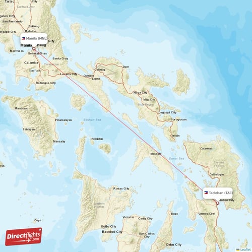 Manila - Tacloban direct flight map