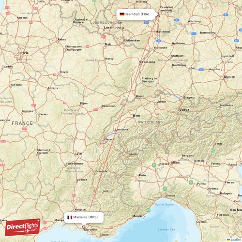 Marseille - Frankfurt direct flight map