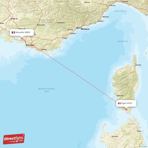 Marseille - Figari direct flight map