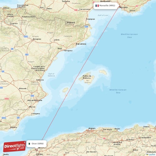 Marseille - Oran direct flight map