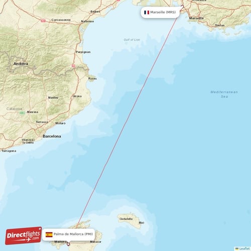 Marseille - Palma de Mallorca direct flight map