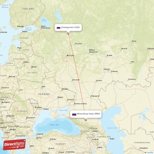 Mineralnye Vody - Cherepovets direct flight map