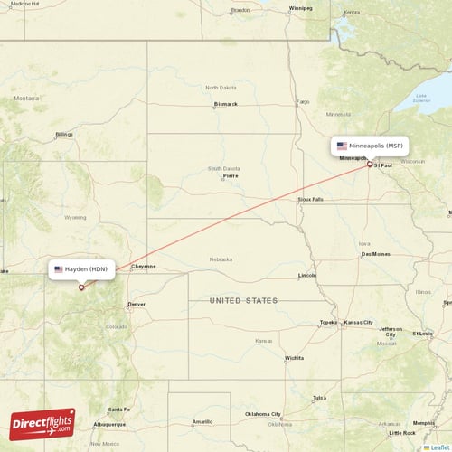 Minneapolis - Hayden direct flight map