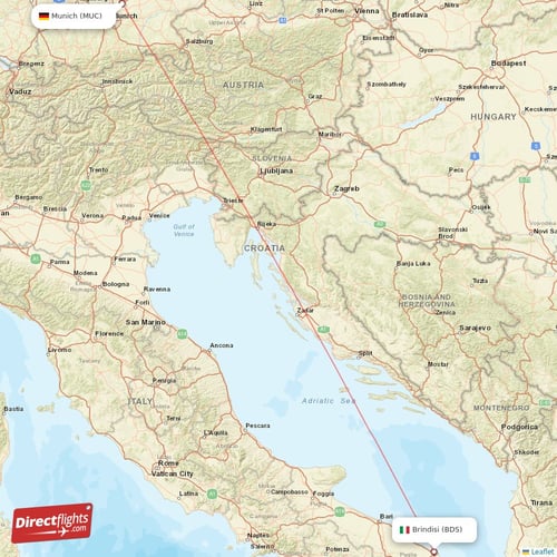 Munich - Brindisi direct flight map