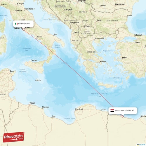 Mersa Matruh - Rome direct flight map