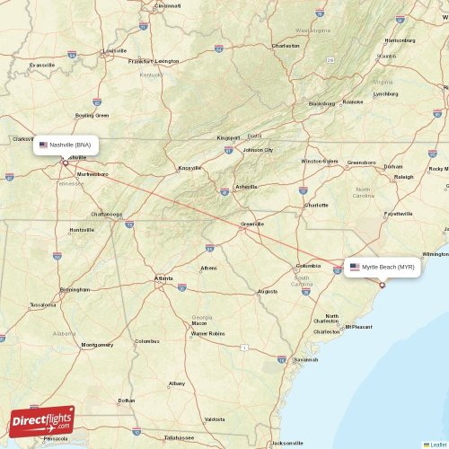 Direct flights from Myrtle Beach to Nashville, MYR to BNA nonstop