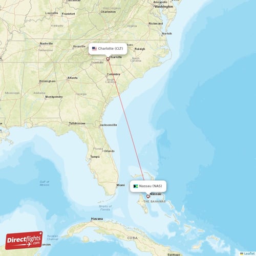 Direct flights from Nassau to Charlotte NAS to CLT non stop