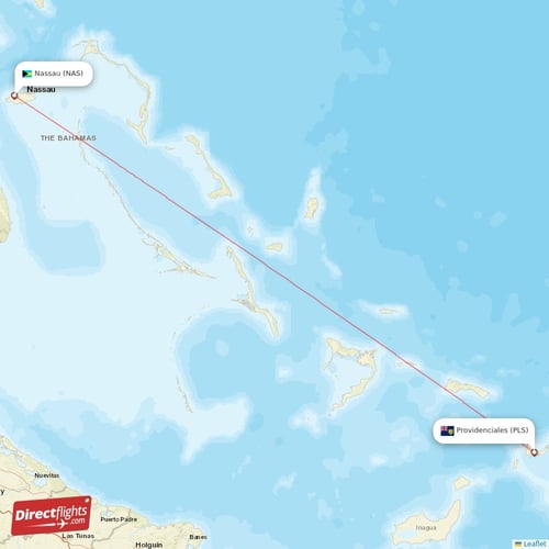 Nassau - Providenciales direct flight map