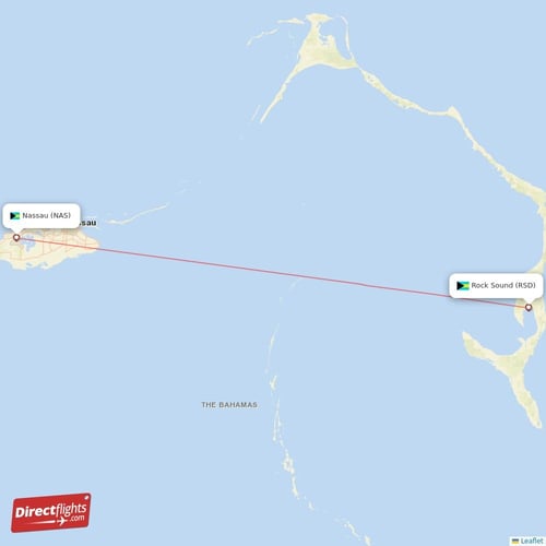 Nassau - Rock Sound direct flight map
