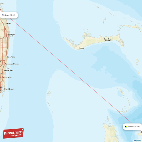 Nassau - Stuart direct flight map