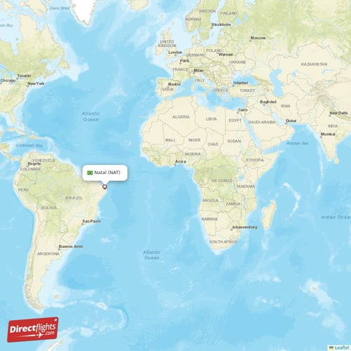 Natal - Cuiaba direct flight map