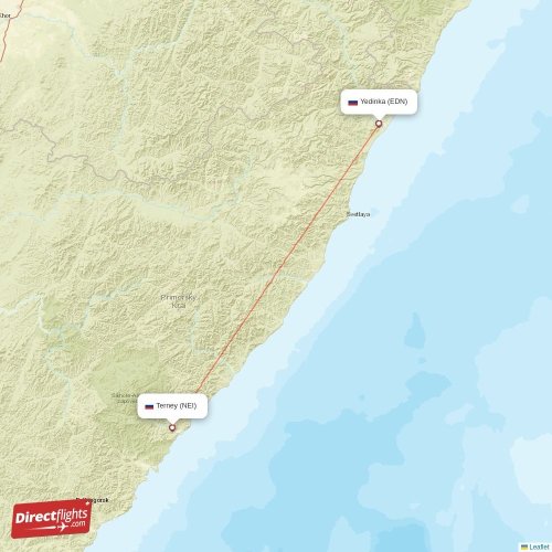 Terney - Yedinka direct flight map