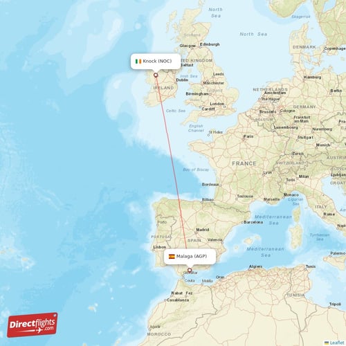 Knock - Malaga direct flight map