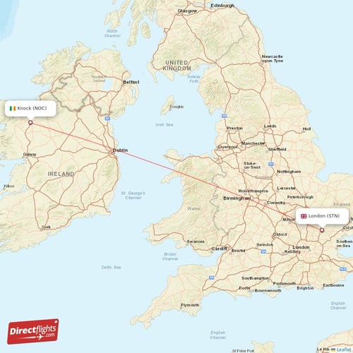 Knock - London direct flight map
