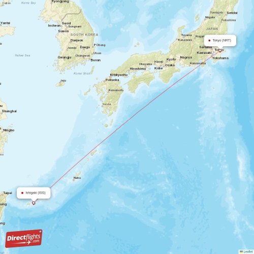 Tokyo - Ishigaki direct flight map