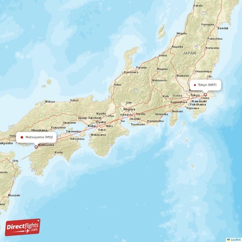 Tokyo - Matsuyama direct flight map
