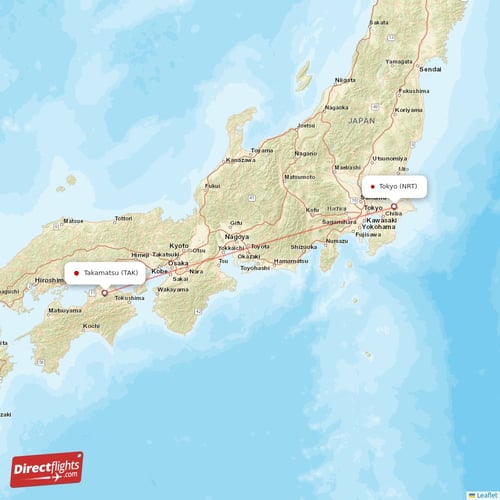 Tokyo - Takamatsu direct flight map