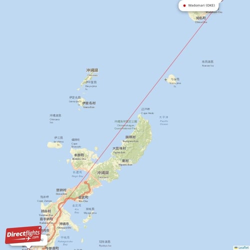 Okinawa - Wadomari direct flight map