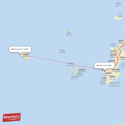 Okinawa - Kume-jima direct flight map