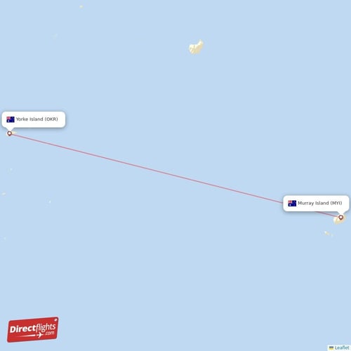 Yorke Island - Murray Island direct flight map