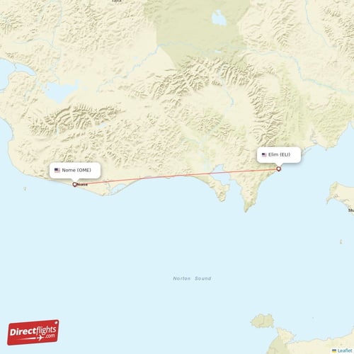 Nome - Elim direct flight map